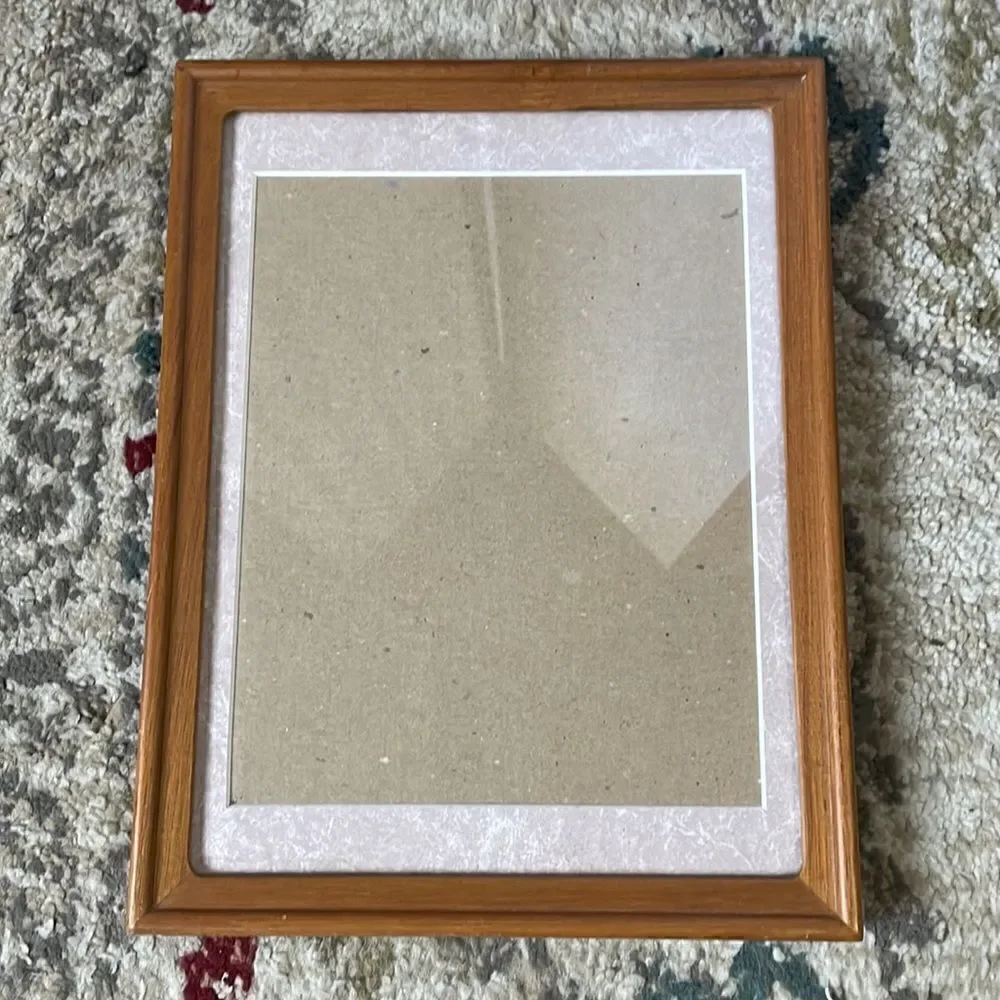 Vintage Picture Frame with Pink & White Matting Hang or Stand Freely
